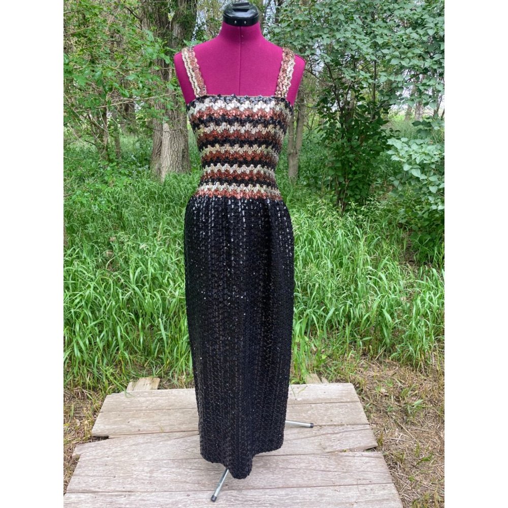 Vintage 1960s Knit Sequin Wiggle Evening Dress MOD - Picture 16 of 16